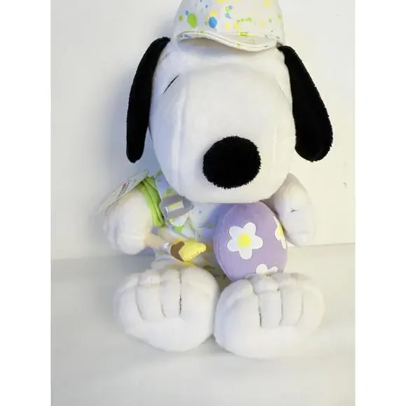 Hallmark Snoopy White Easter Themed Cap Painted Egg Collectible Plush Toy - Picture 2 of 12